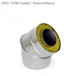 Подробнее... Сэндвич колено дымохода угол 45 d =220/300 (нерж.,нерж.) (s=0,5мм/0,5мм)